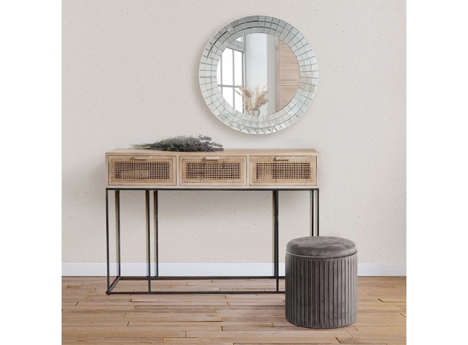 Decoratieve ronde wandspiegel met frame van glasmozaïek - Paars Viadurini