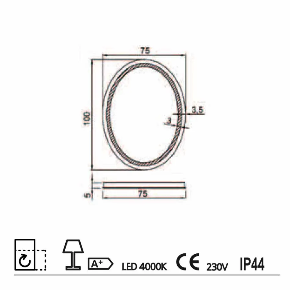 Spiegel modern design met LED-verlichting bad Pure Viadurini