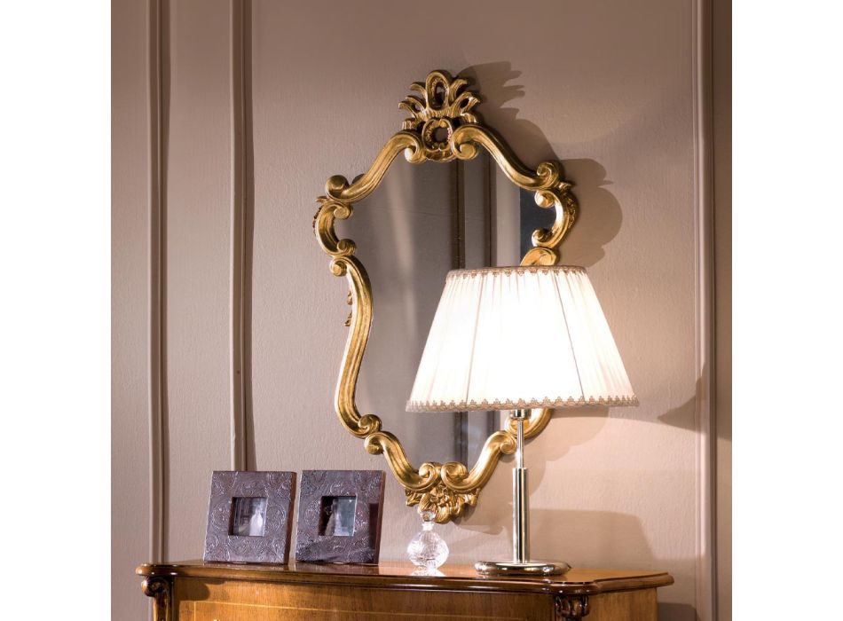 Luxe gevormde spiegel met bladgoud frame Made in Italy - Precious Viadurini
