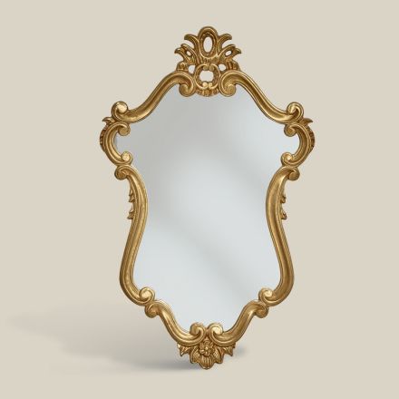 Luxe gevormde spiegel met bladgoud frame Made in Italy - Precious Viadurini