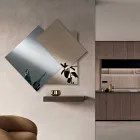 Spiegel gemaakt van 3 overlappende platen, 2 van brons en 1 van gerookt metaal - Armida Viadurini