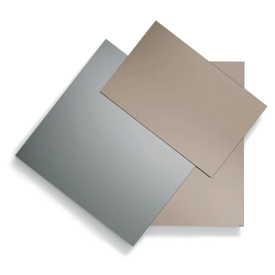 Spiegel gemaakt van 3 overlappende platen, 2 van brons en 1 van gerookt metaal - Armida Viadurini