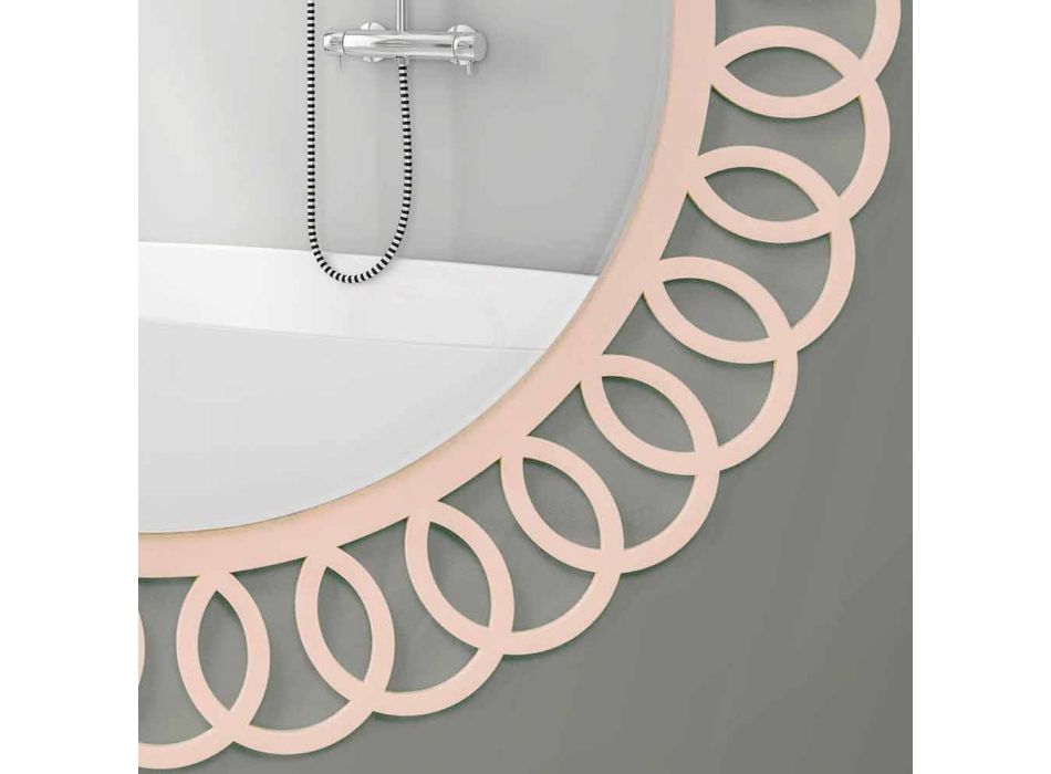 Grote wandspiegel van decoratief en modern design in roze hout - kroon Viadurini