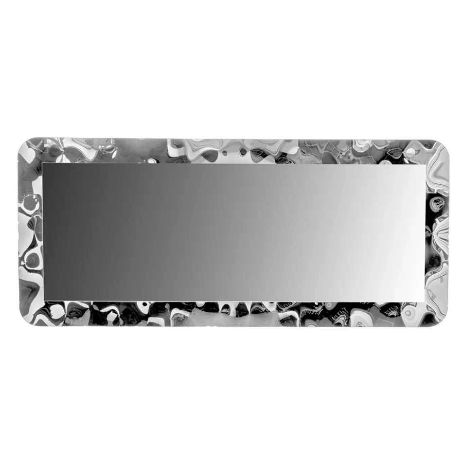 Gebogen glazen spiegel met vloeibaar effect en achtergrondverlichting - Excelsior Viadurini