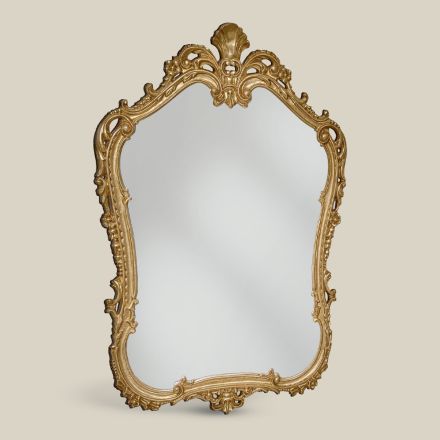 Houten spiegel met gevormd geperforeerd frame Made in Italy - Amazon Viadurini