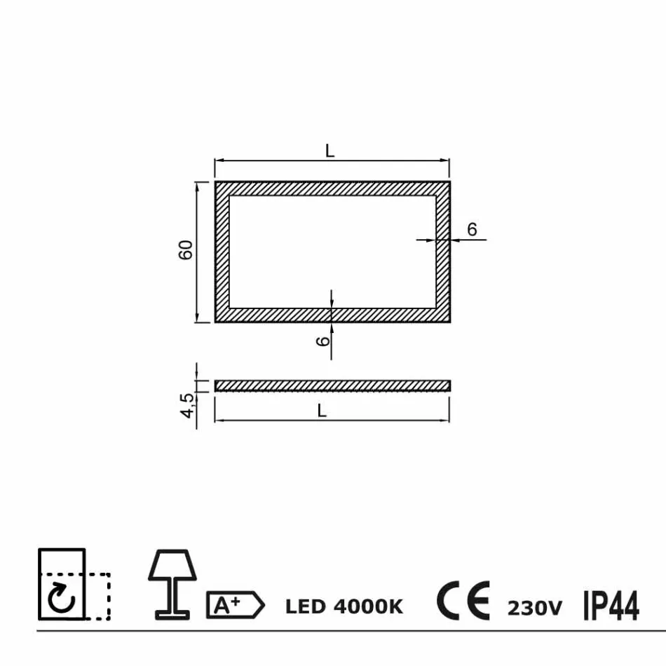 Modern spiegel met matglazen randen, LED-verlichting, Ady Viadurini