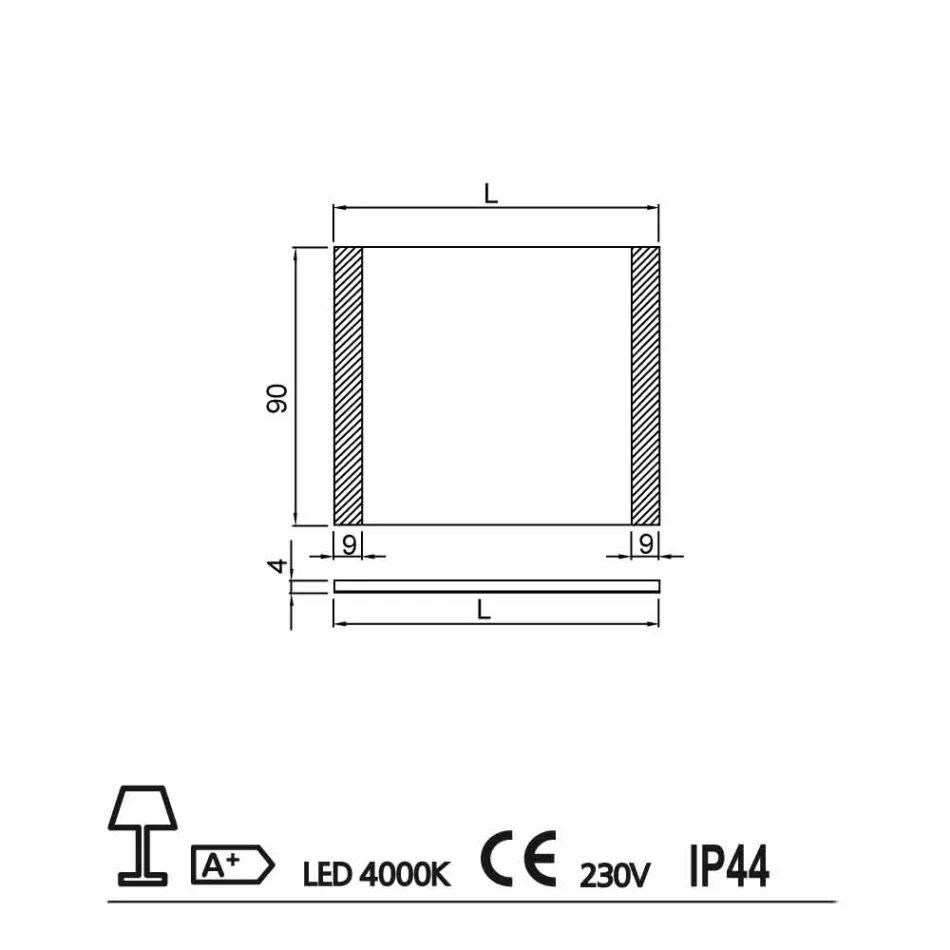 Modern Badkamer spiegel met LED-verlichting, L1200xh.900 mm, Agata Viadurini