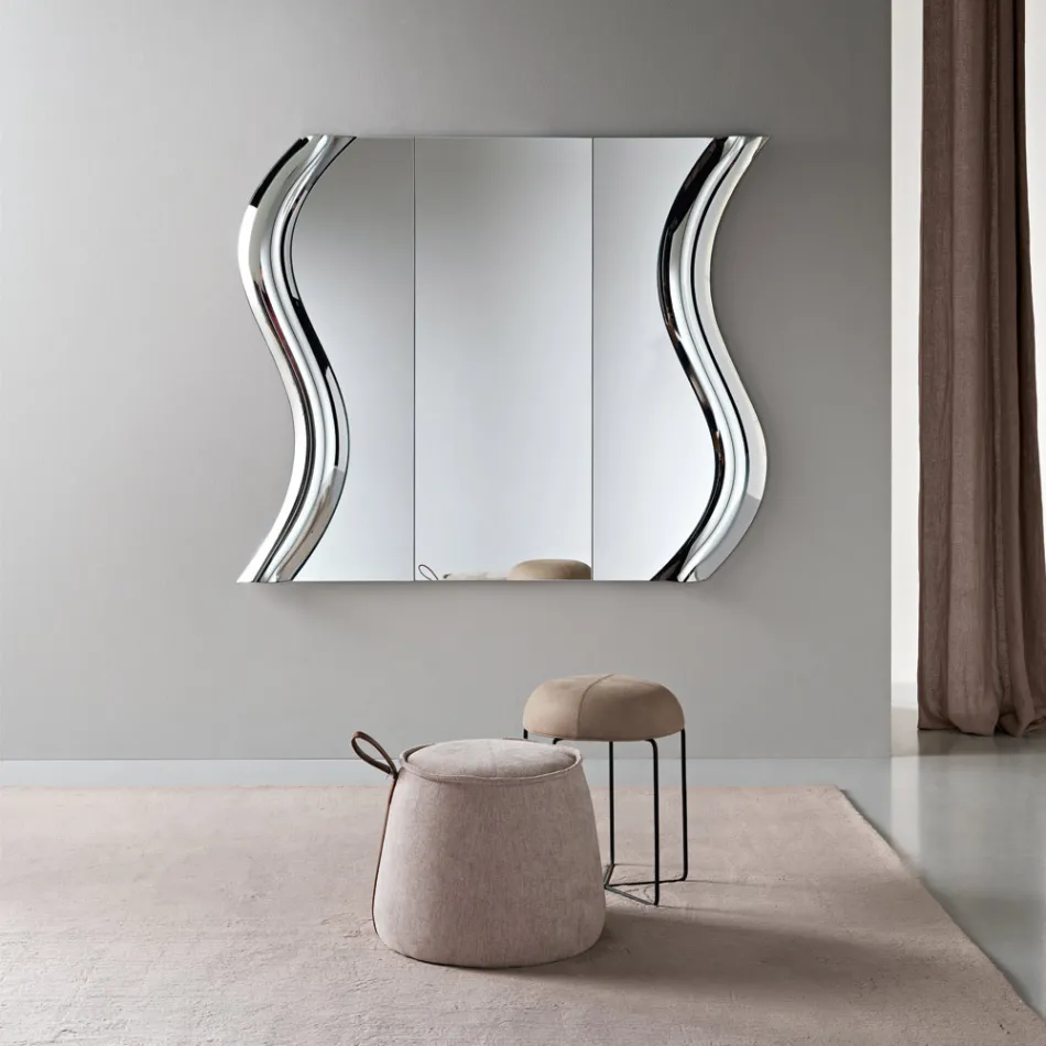 Modulaire spiegel met inzetstuk van gesmolten glas, gemaakt in Italië - Sorya Viadurini