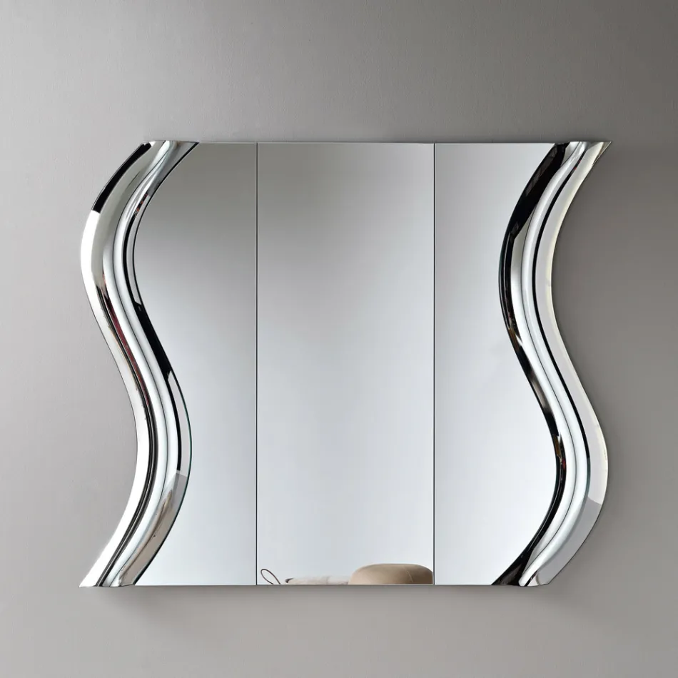 Modulaire spiegel met inzetstuk van gesmolten glas, gemaakt in Italië - Sorya Viadurini