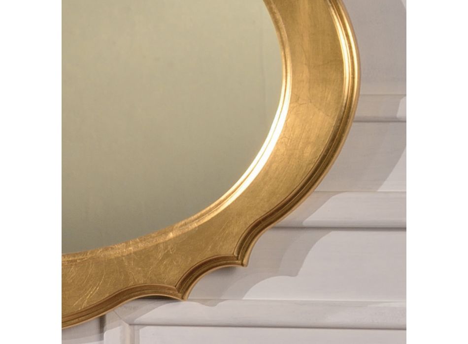 Ovale spiegel met bladgoud houten frame Made in Italy - Florence Viadurini