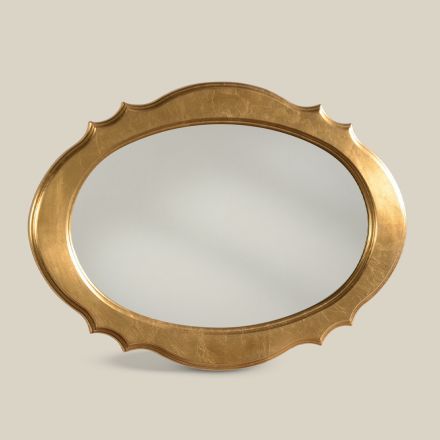 Ovale spiegel met bladgoud houten frame Made in Italy - Florence Viadurini