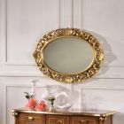 Ovale spiegel met bladgoud geperforeerd houten frame Made in Italy - Florence Viadurini