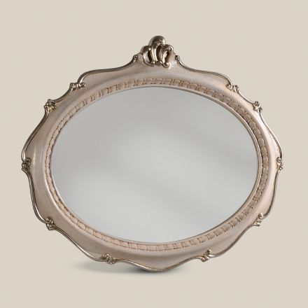 Klassieke ovale spiegel in wit hout Made in Italy - Florence Viadurini