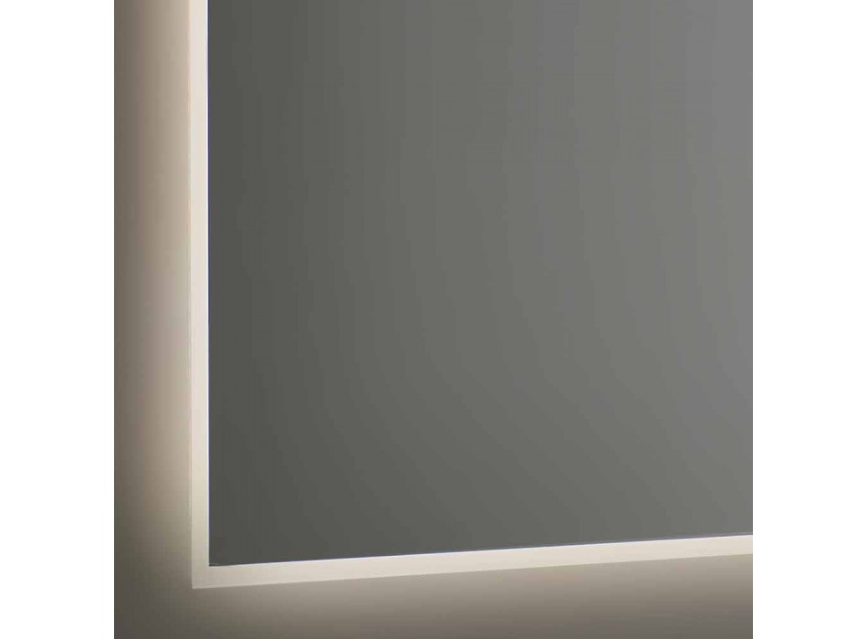 Badkamerspiegel met achtergrondverlichting en gezandstraald frame Made in Italy - Floriana