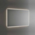 Badkamerspiegel met achtergrondverlichting en gezandstraald frame Made in Italy - Floriana