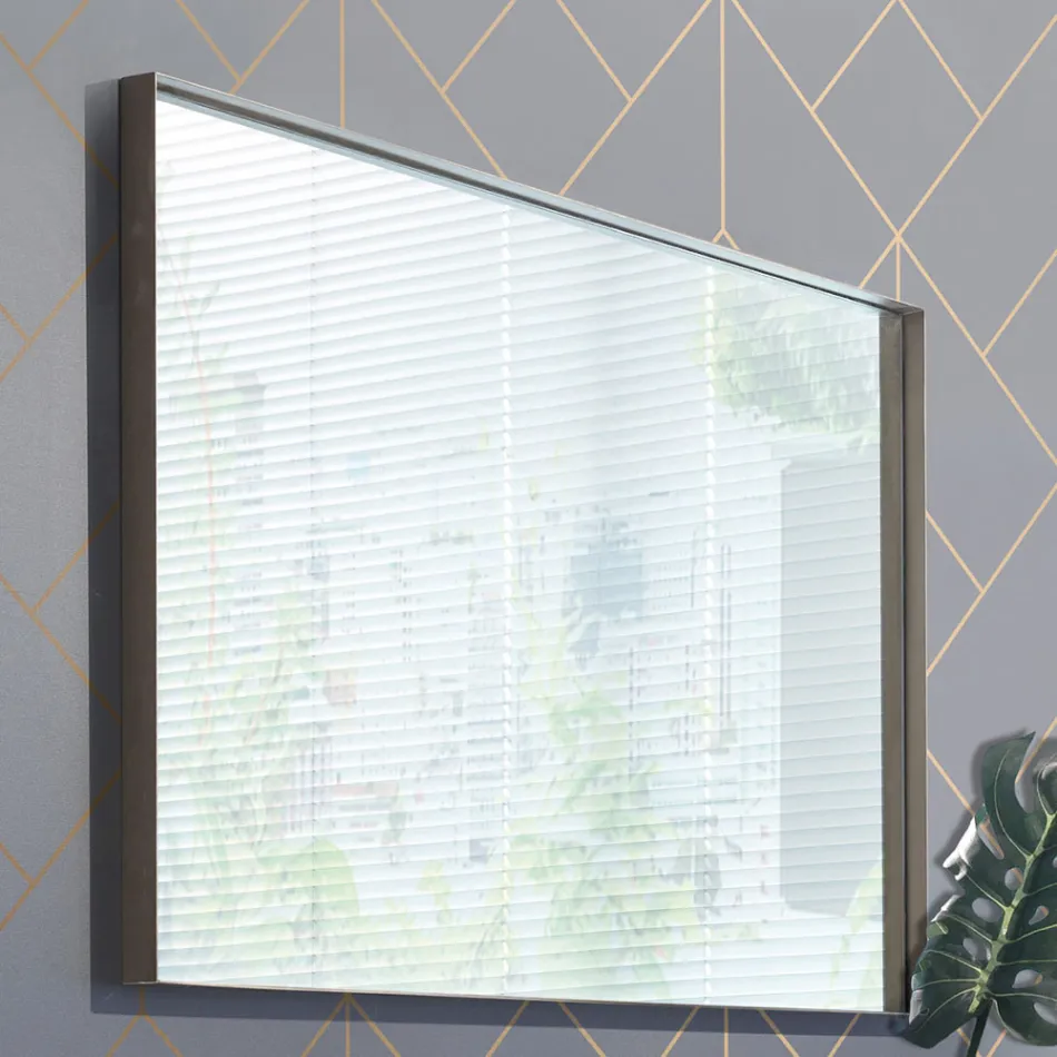 Rechthoekige wandspiegel met bronzen, zwarte, platina of koperen lijst - Renga Viadurini