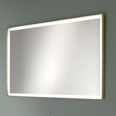 Rechthoekige wandspiegel metalen frame verschillende kleuren en led-verlichting - Renga Viadurini