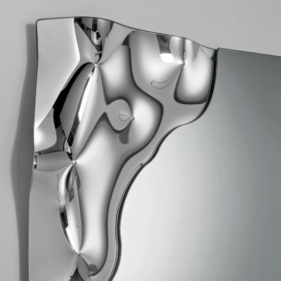 Rechthoekige spiegel met hoek van gefuseerd glas, gemaakt in Italië - Adelinda Viadurini