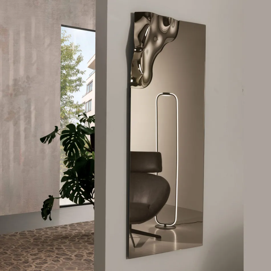 Rechthoekige spiegel met hoek van gefuseerd glas, gemaakt in Italië - Adelinda Viadurini