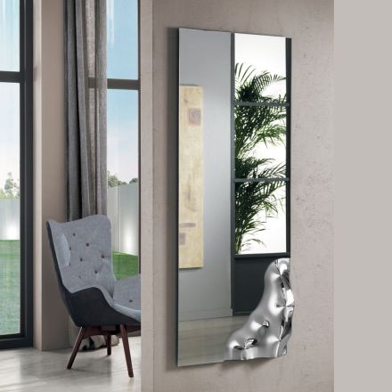 Rechthoekige spiegel met hoek van gefuseerd glas, gemaakt in Italië - Adelinda Viadurini