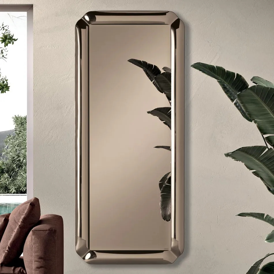 Rechthoekige spiegel met frame van gegoten kristal, gemaakt in Italië - Belinda Viadurini