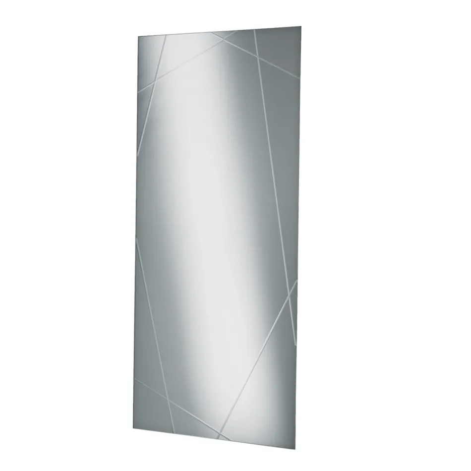 Rechthoekige spiegel met lasergravures, gemaakt in Italië - Alberta Viadurini