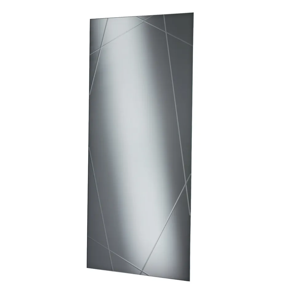 Rechthoekige spiegel met lasergravures, gemaakt in Italië - Alberta Viadurini