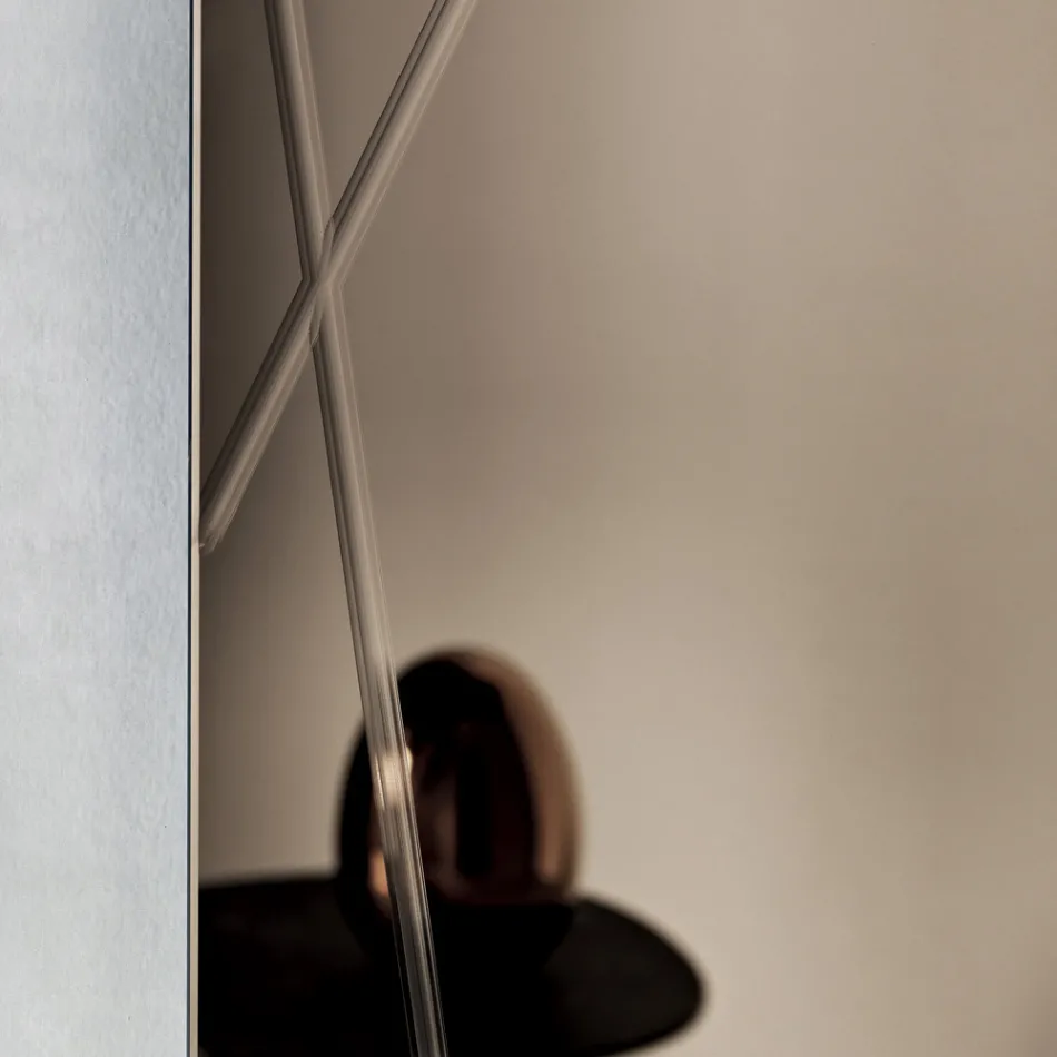 Rechthoekige spiegel met lasergravures, gemaakt in Italië - Alberta Viadurini