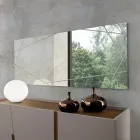 Rechthoekige spiegel met lasergravures, gemaakt in Italië - Alberta Viadurini