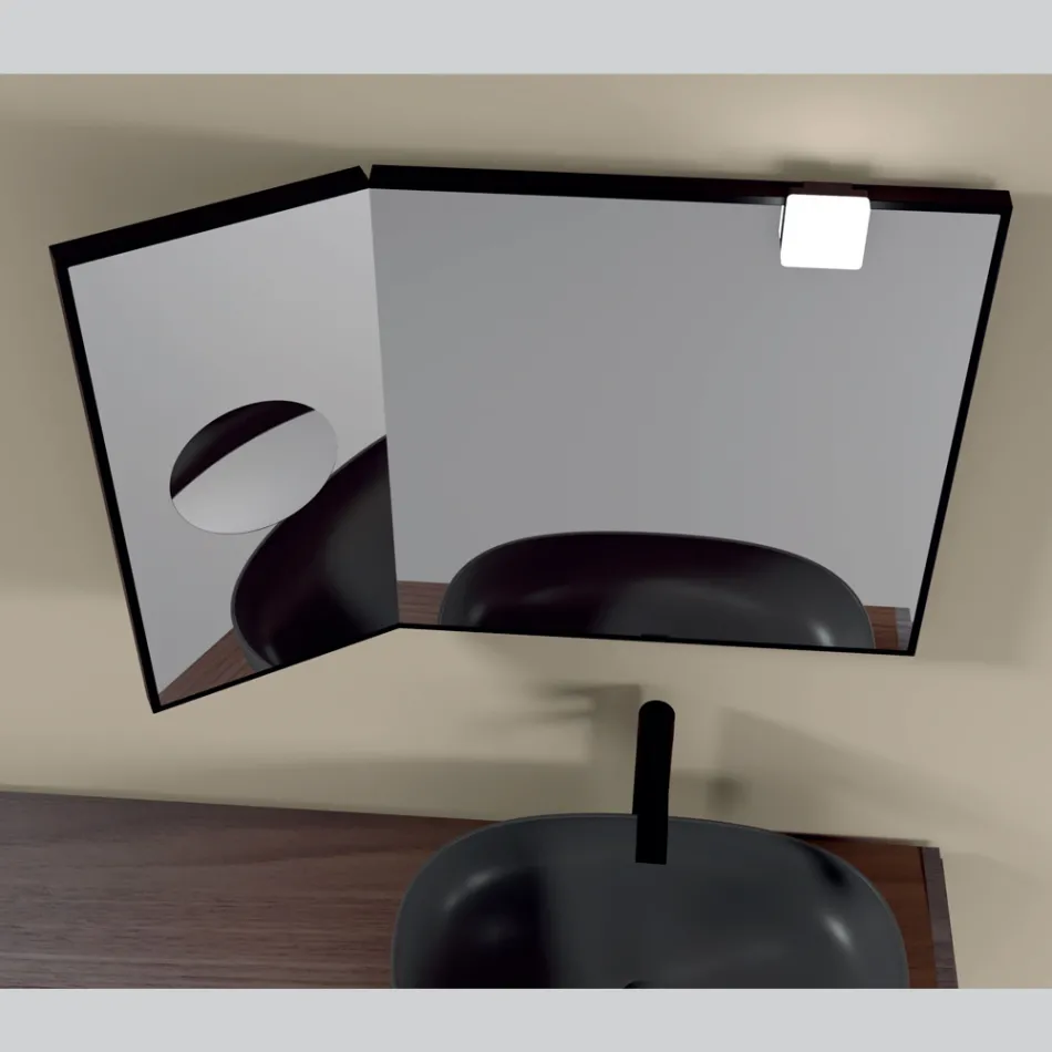 Rechthoekige houten spiegel en vergrotende spiegel gemaakt in Italië - Curie Viadurini