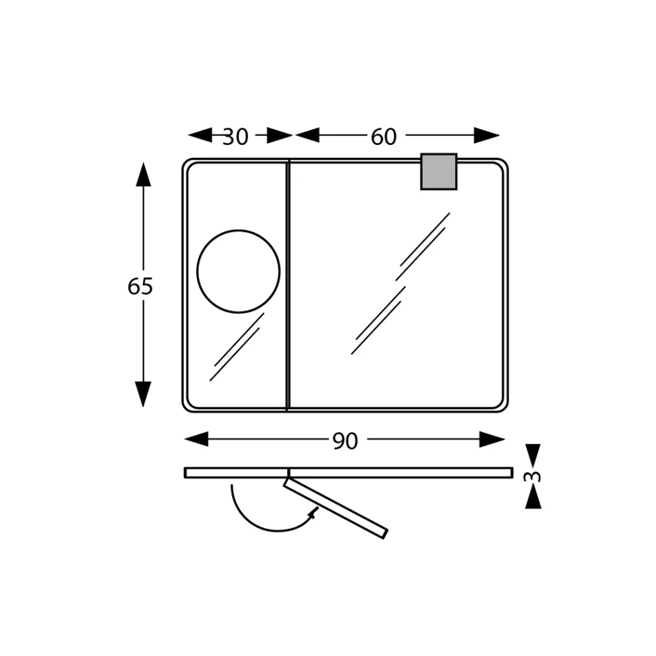 Rechthoekige houten spiegel en vergrotende spiegel gemaakt in Italië - Curie Viadurini