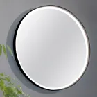 Ronde wandspiegel met metalen frame verschillende kleuren en led-verlichting - Renga Viadurini