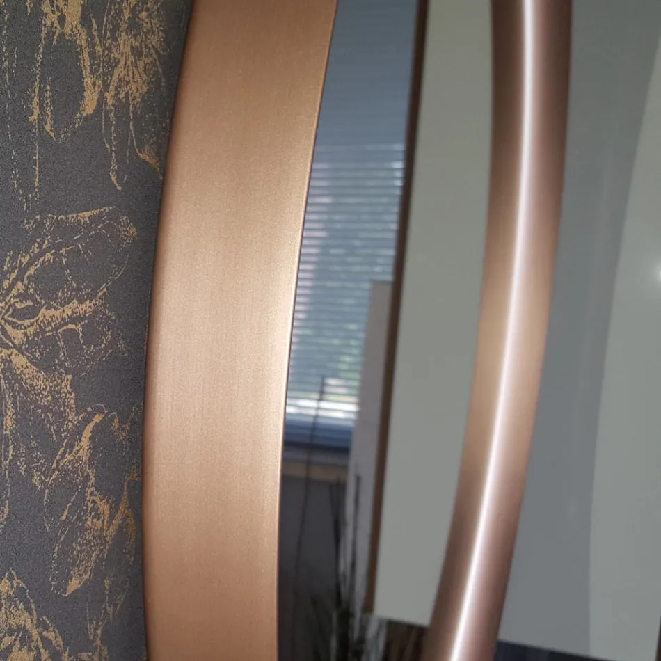 Ronde wandspiegel met metalen frame verschillende kleuren en led-verlichting - Renga Viadurini