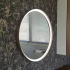 Ronde wandspiegel met metalen frame verschillende kleuren en led-verlichting - Renga Viadurini