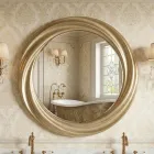 Ronde spiegel met luxe gouden houten lijst Made in Italy - Adelin Viadurini