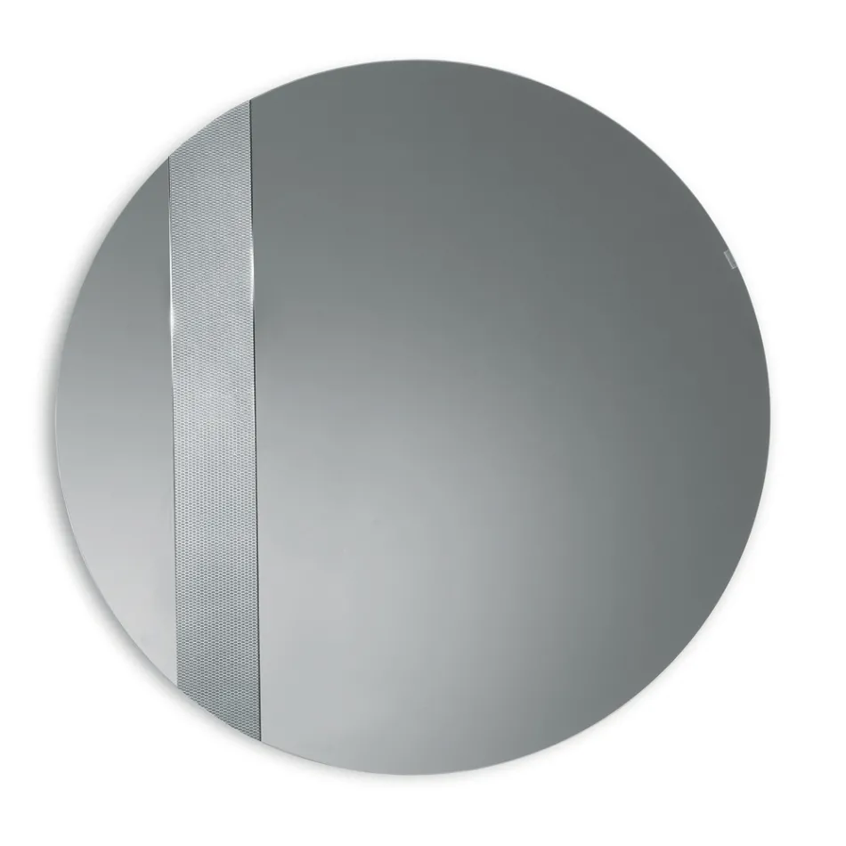 Ronde spiegel met gaasinzetstuk, gemaakt in Italië - Brigitta Viadurini