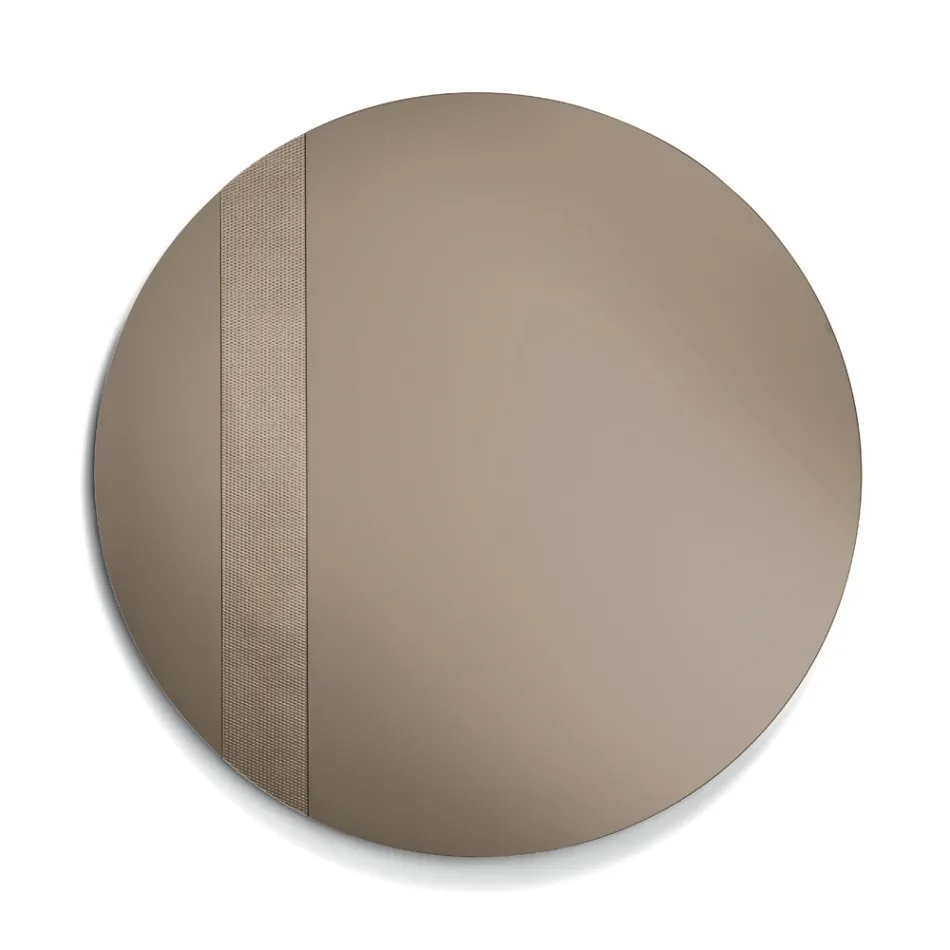 Ronde spiegel met gaasinzetstuk, gemaakt in Italië - Brigitta Viadurini