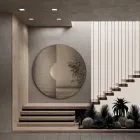 Ronde wandspiegel met gaasinzetstuk, gemaakt in Italië - Annabella Viadurini