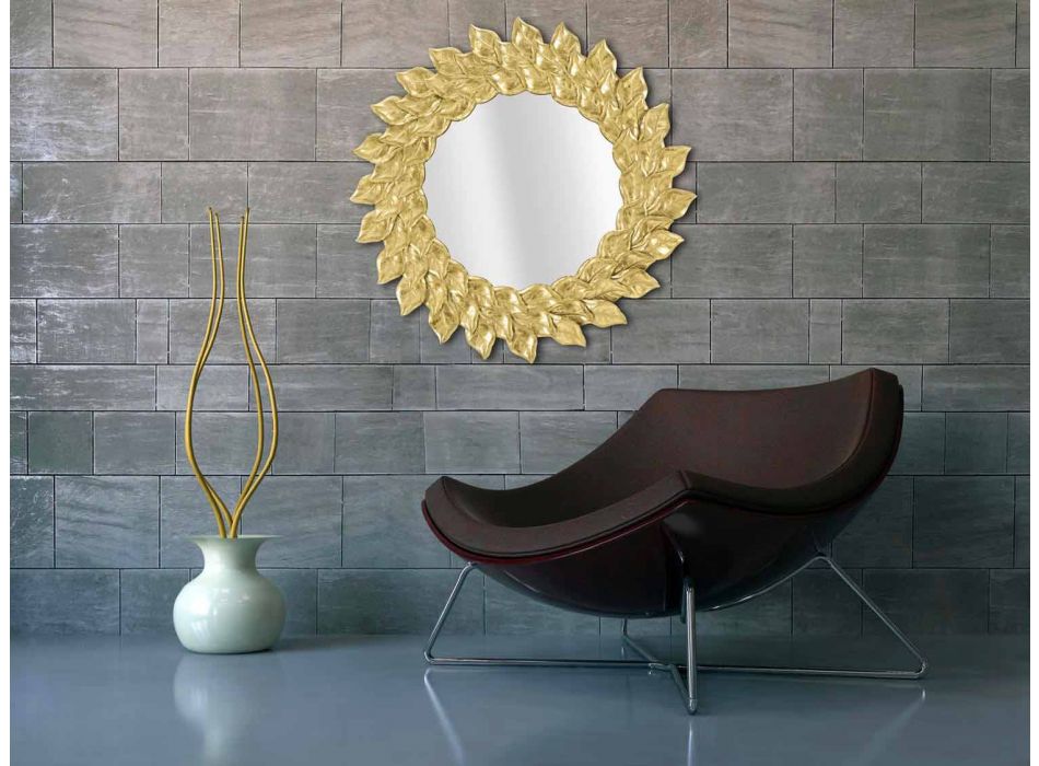 Moderne design ronde wandspiegel met ijzeren frame - Seneca Viadurini