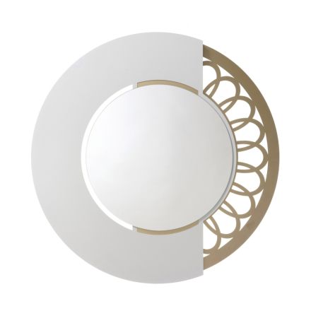 Ronde ijzeren spiegel met zijdecoratie Made in Italy - Hangslot Viadurini