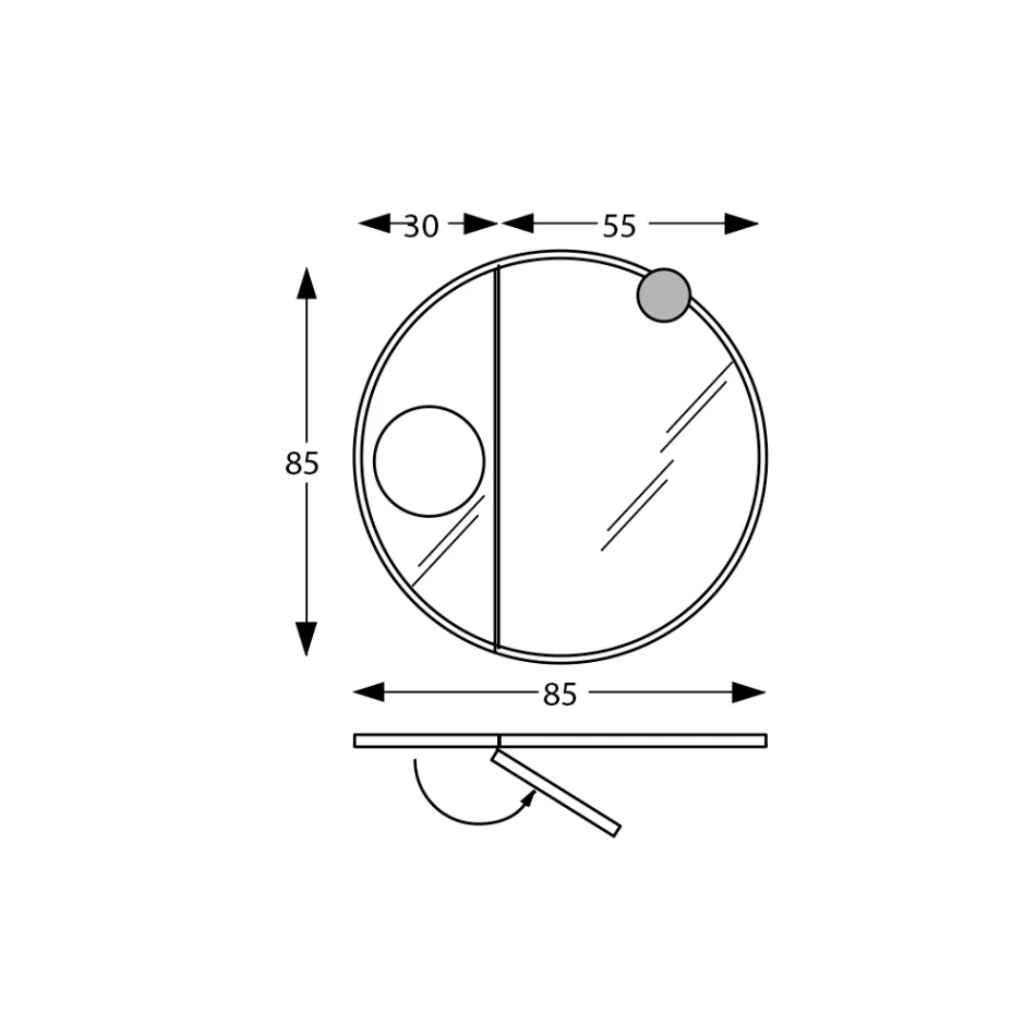 Ronde houten spiegel en vergrotende spiegel Made in Italy - Marie Viadurini