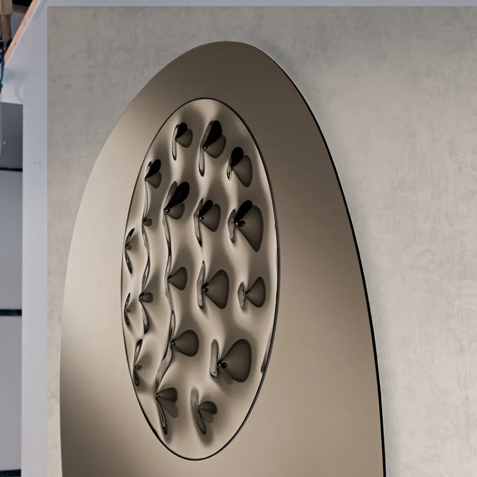 Vormspiegel met golvend glazen inzetstuk, gemaakt in Italië - Adalberta Viadurini