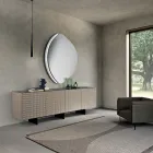 Abigaïle spiegel met halfomlijsting van gefuseerd glas, gemaakt in Italië. Viadurini