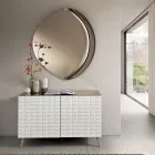 Abigaïle spiegel met halfomlijsting van gefuseerd glas, gemaakt in Italië. Viadurini