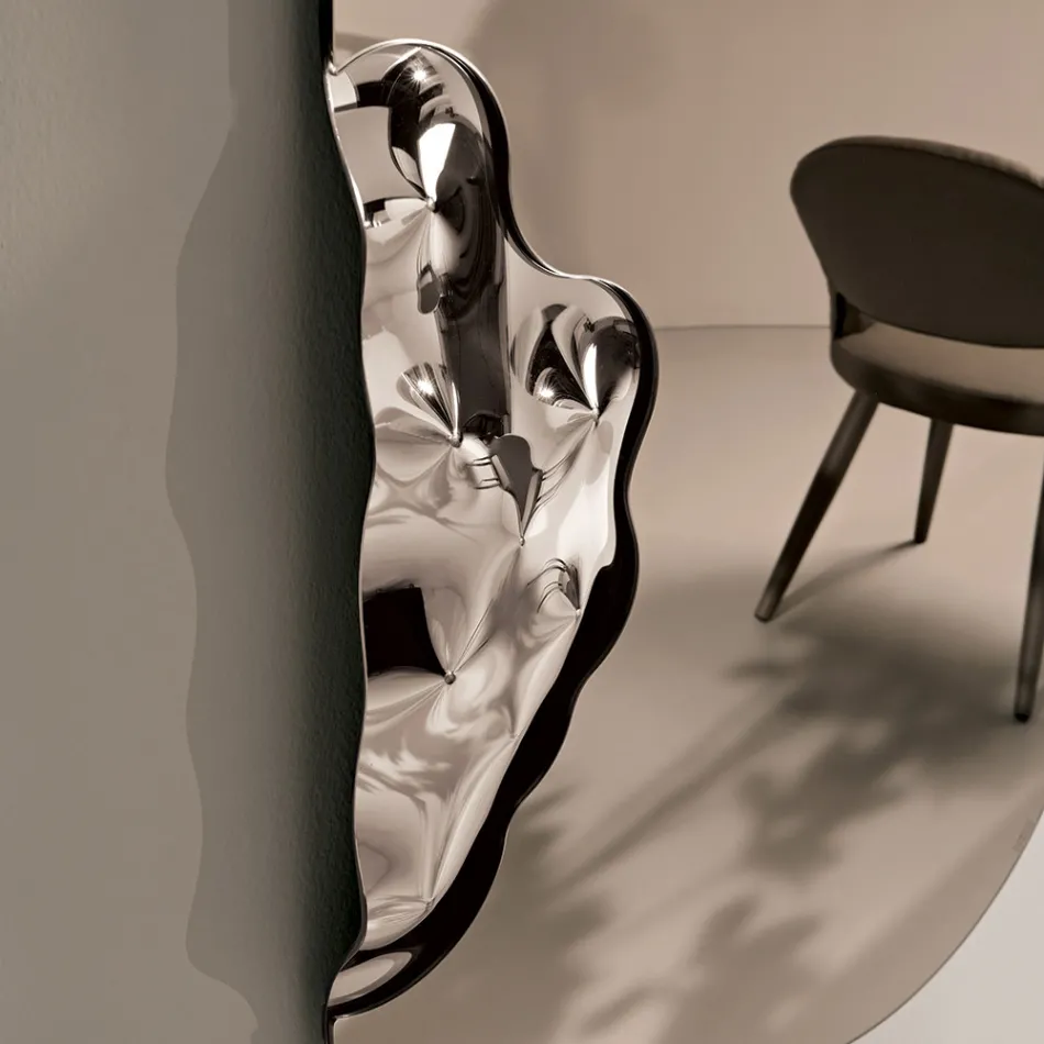 Rechthoekige spiegel met golvend glazen inzetstuk, gemaakt in Italië - Adelasia Viadurini