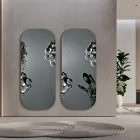 Rechthoekige spiegel met golvend glazen inzetstuk, gemaakt in Italië - Adelasia Viadurini