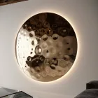 Ronde wandspiegel van Clea, gemaakt van gehamerd glas, vervaardigd in Italië. Viadurini