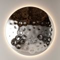 Ronde wandspiegel van gehamerd glas, gemaakt in Italië - Tavia