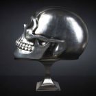 Schedelvormig standbeeld in zilver keramiek Made in Italy - Skull Viadurini