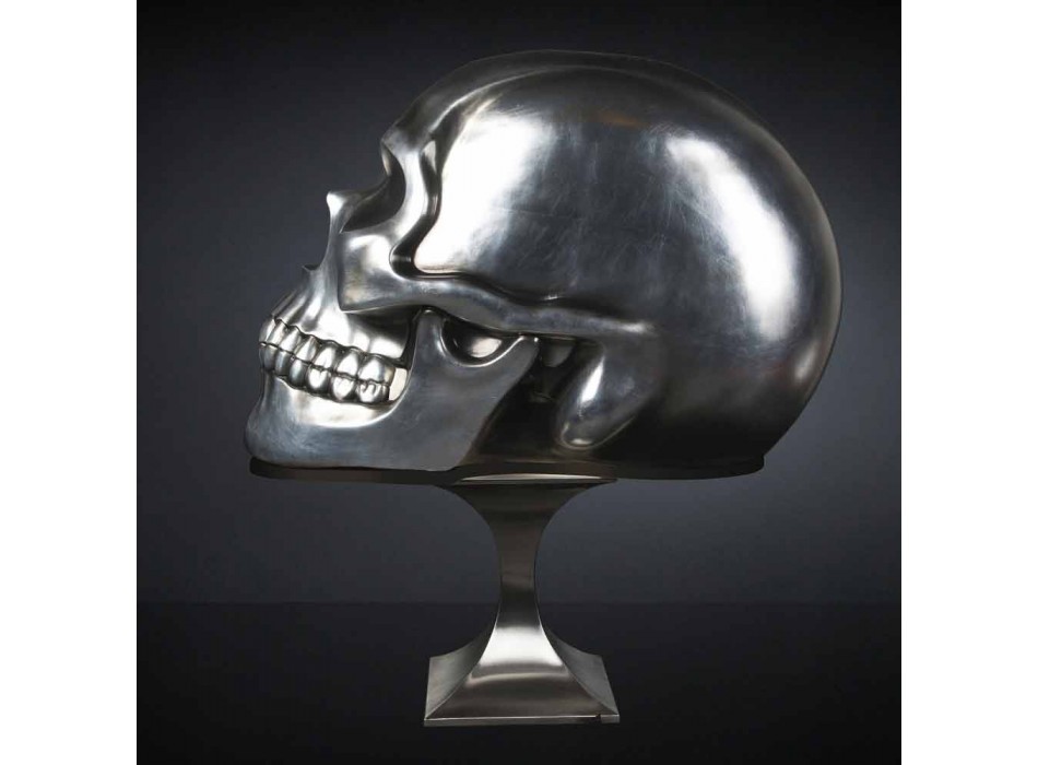 Schedelvormig standbeeld in zilver keramiek Made in Italy - Skull Viadurini